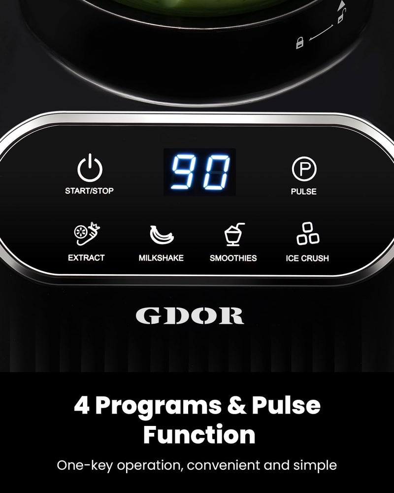 GDOR Professional Blender for Smoothies, 5 Functions, 1200 Peak Watts Smoothie Blender, 52 Oz Glass Jar & 24 Oz To-Go Cup Combo, Blenders for Smoothies, Ice and Frozen Fruit, Self-Cleaning - Image 3